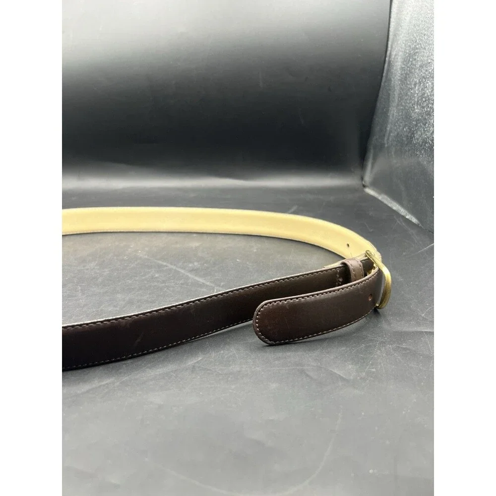 Savile Row Men’s Brown Leather Belt Brass Buckle Full Grain Cowhide 42”